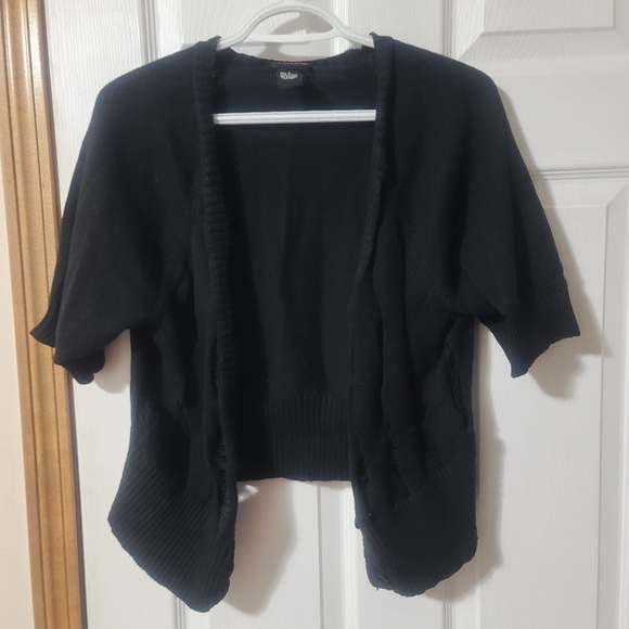 Torrid Curve Sweaters - Black Open-Front Short Sleeve Knit Shrug